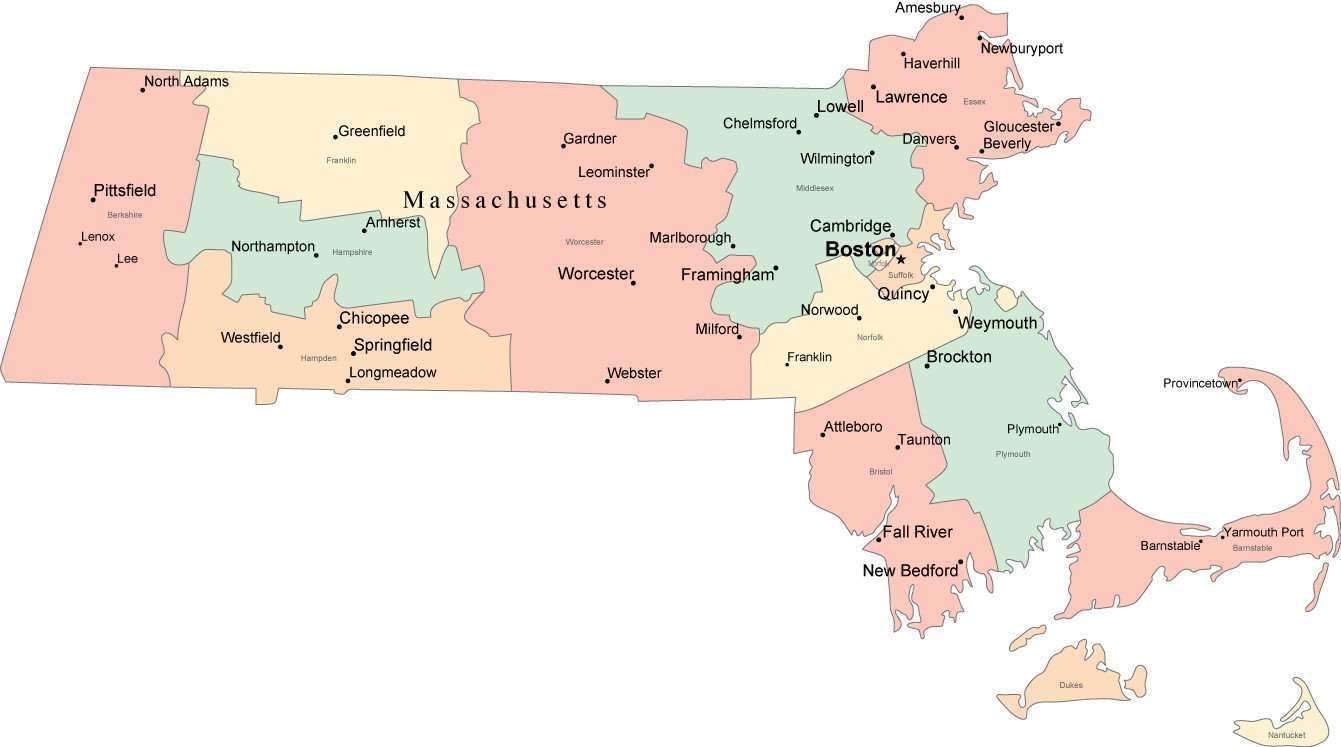 Massachusetts Map Vector at Vectorified.com | Collection of ...