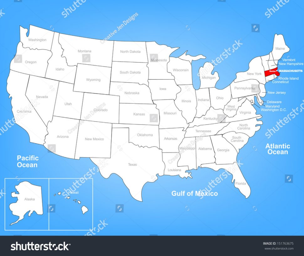 970x815 Us Map Vector Map United States Highlighting State Stock Royalty