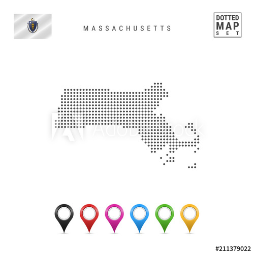 500x500 Dots Pattern Vector Map Of Massachusetts Stylized Silhouette