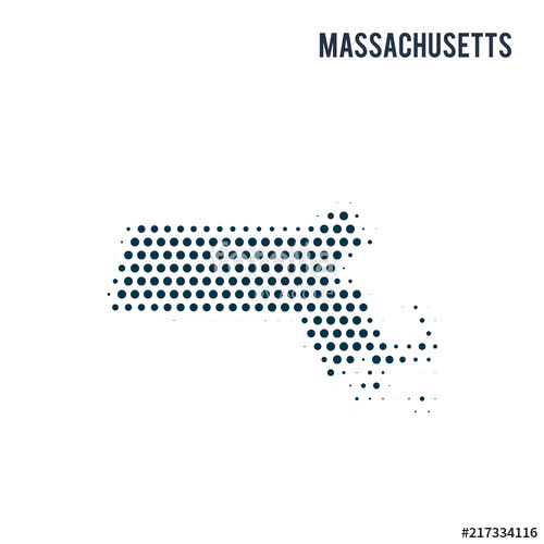 500x500 Dotted Massachusetts Map Isolated On White Background Stock