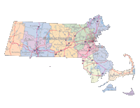 200x155 Editable Massachusetts Map Cities, Counties And Roads
