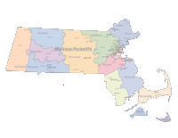 200x155 Editable Massachusetts Map With Cities Counties