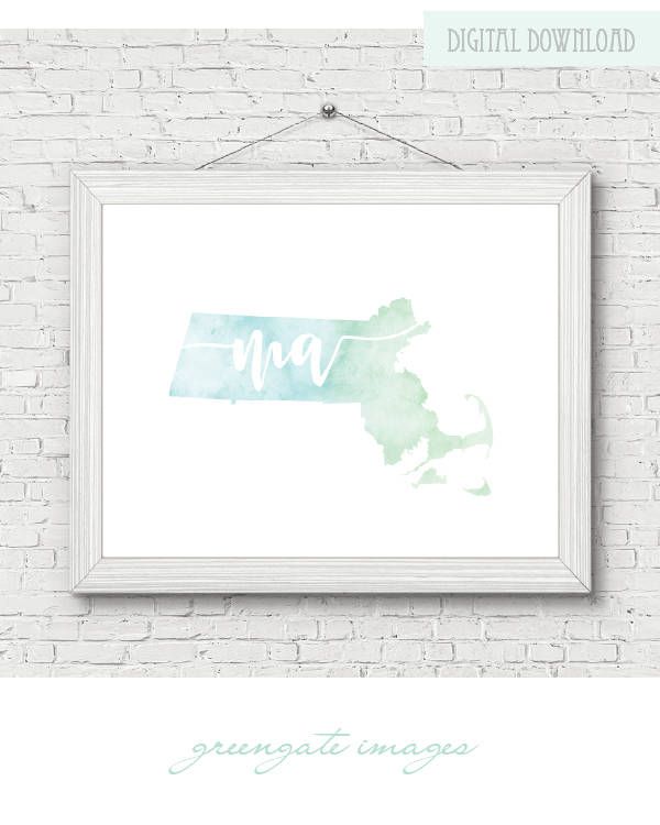 600x750 Massachusetts Printable Wall Art