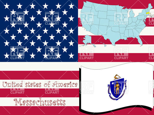 534x400 Massachusetts State Flag And Map Outline Vector Image Of Signs