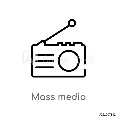 500x500 Outline Mass Media Vector Icon Isolated Black Simple Line Element
