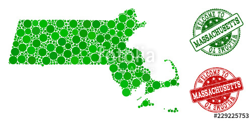 500x241 Welcome Collage Of Map Of Massachusetts State And Grunge Seal