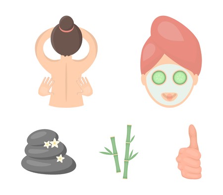 450x394 Face With A Cosmetic Mask With Cucumbers, Massage Hands, Bamboo