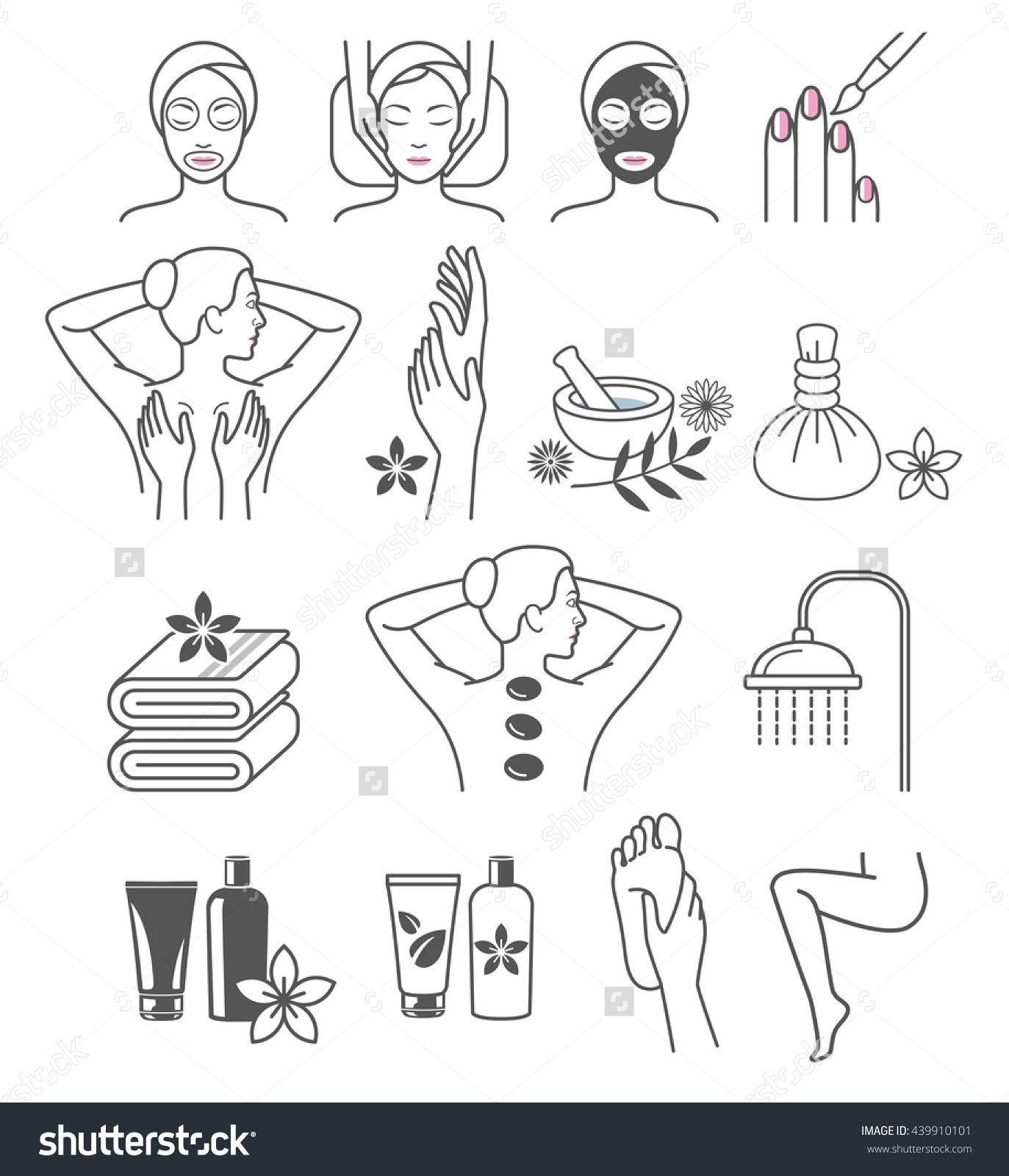 1373x1600 Spa Massage Therapy Skin Care Cosmetics Services Icons Vector