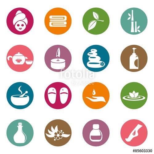 500x500 Colored Spa And Massage Icons Stock Image And Royalty Free