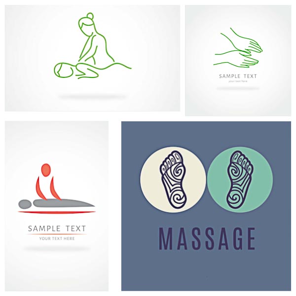 600x600 Massage Salon Logo Symbol Set Vector Free Download