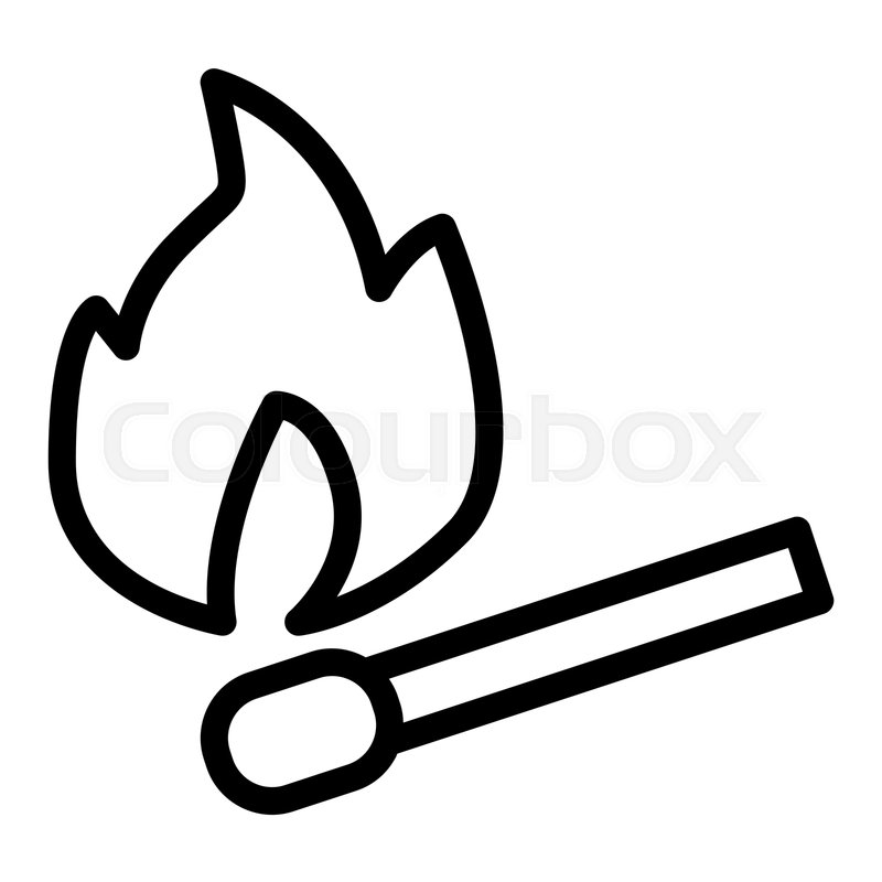 800x800 Burning Match Line Icon Flame And Stock Vector Colourbox
