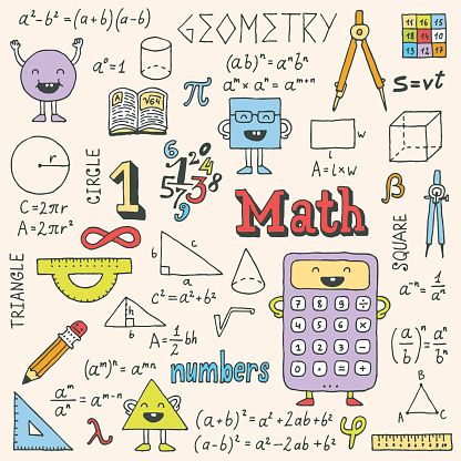 416x416 Mathematics Hand Drawn Vector Illustration Vector Art