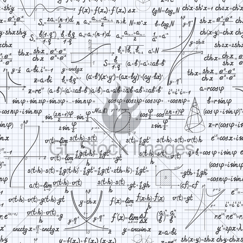 500x500 Math Vector Seamless Pattern Background Notebook Gl Stock Images