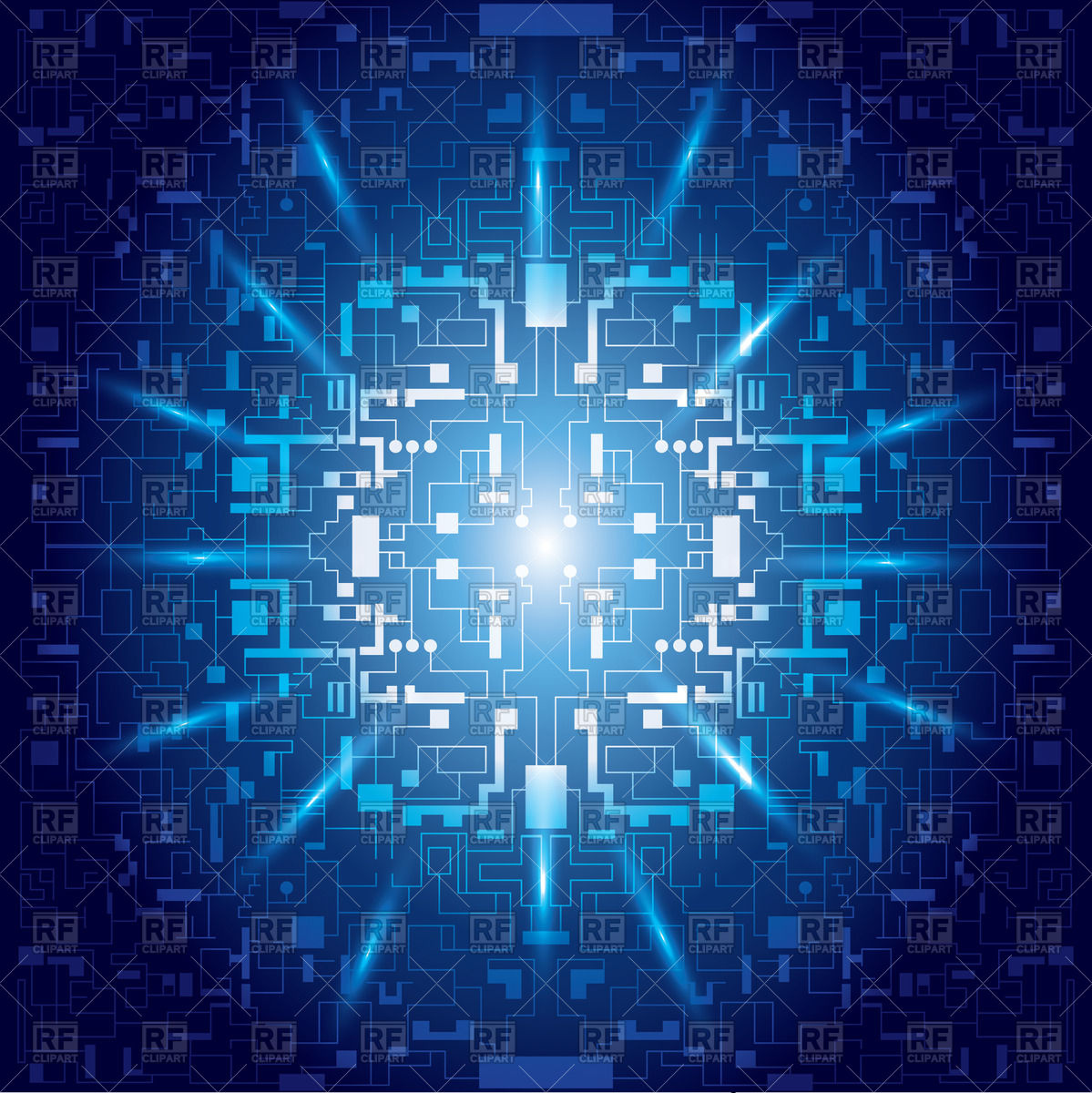 1199x1200 Abstract Blue Background With Symbolic Digital Matrix Vector Image