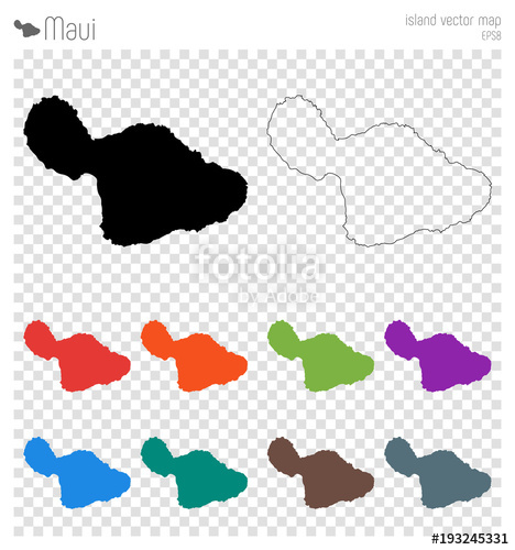 468x500 Maui High Detailed Map Island Silhouette Icon Isolated Maui