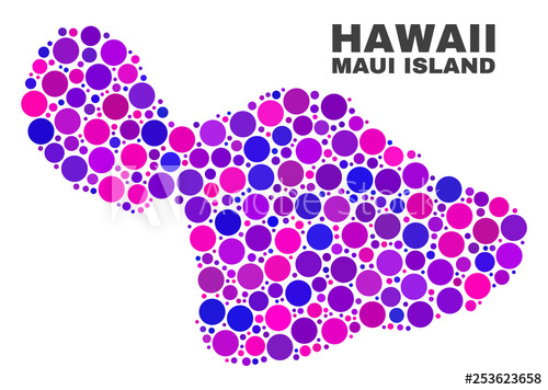 500x356 Mosaic Maui Island Map Isolated On A White Background Vector