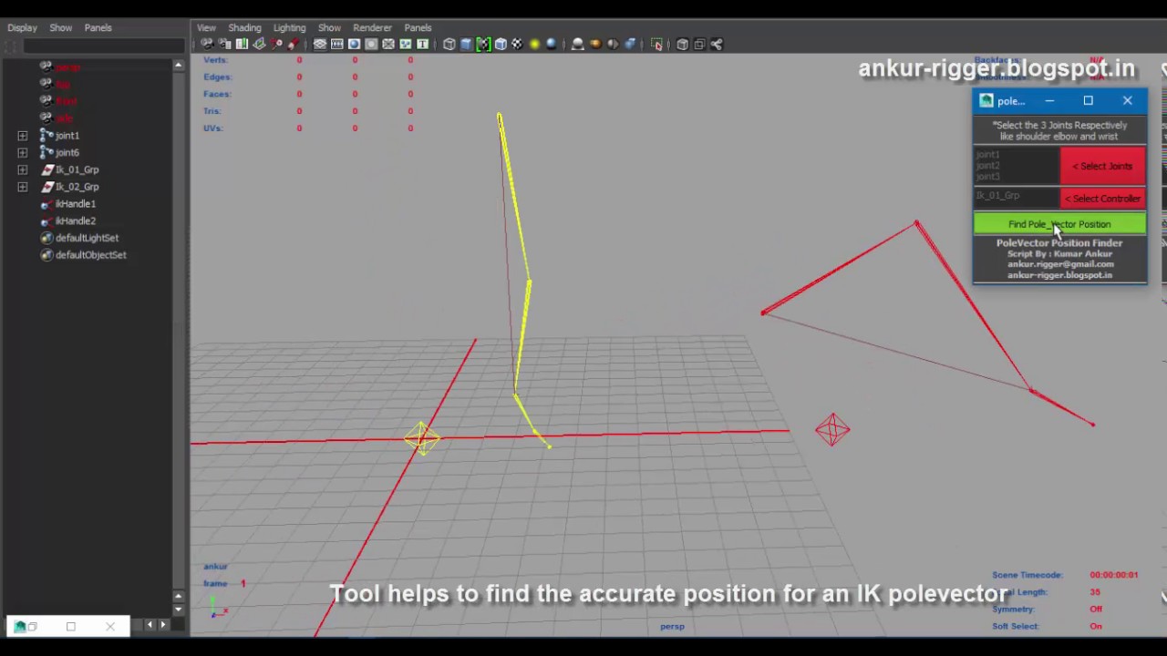 1280x720 Maya Python Pole Vector Position Finder