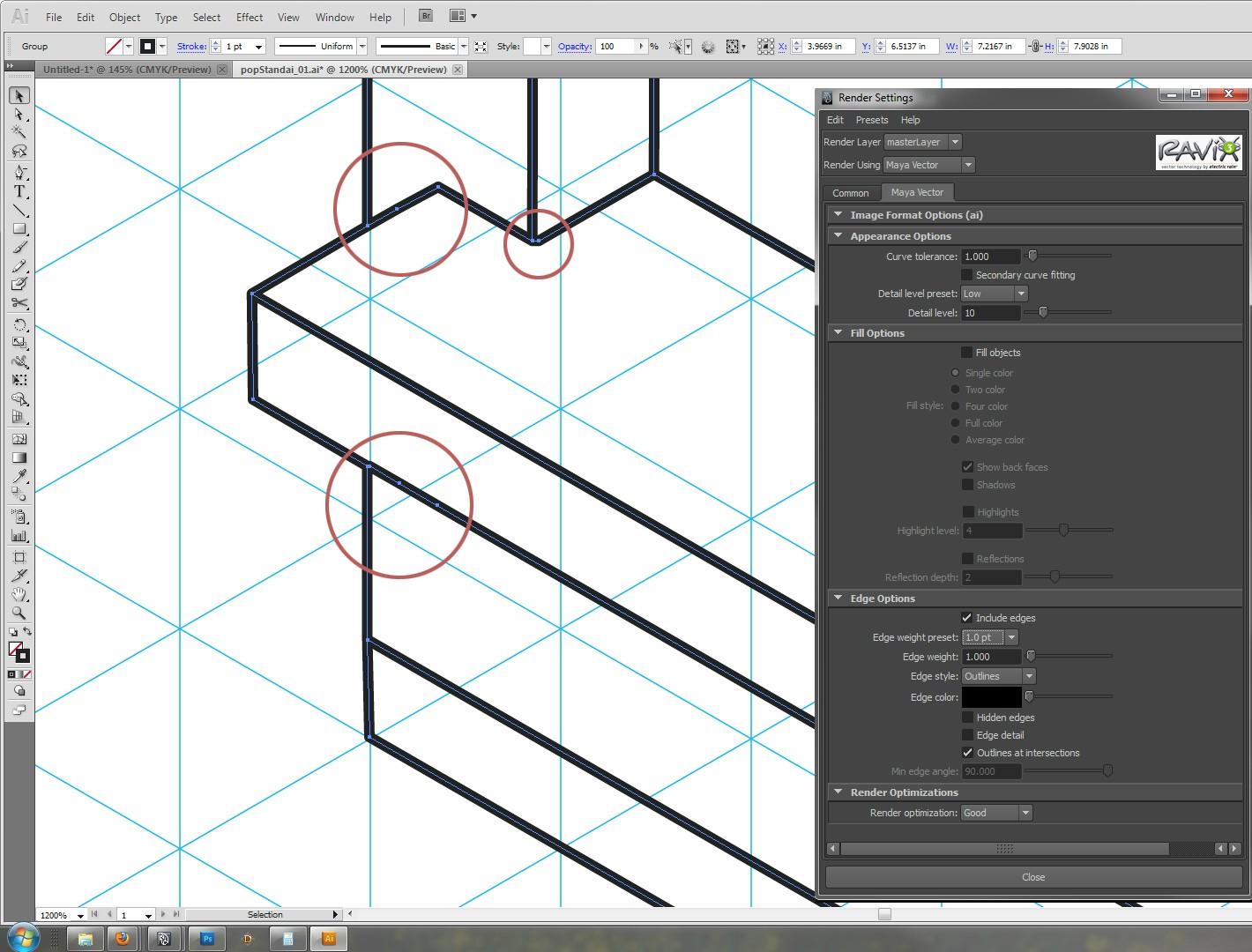 1420x1080 Maya Vector Render To Illustrator