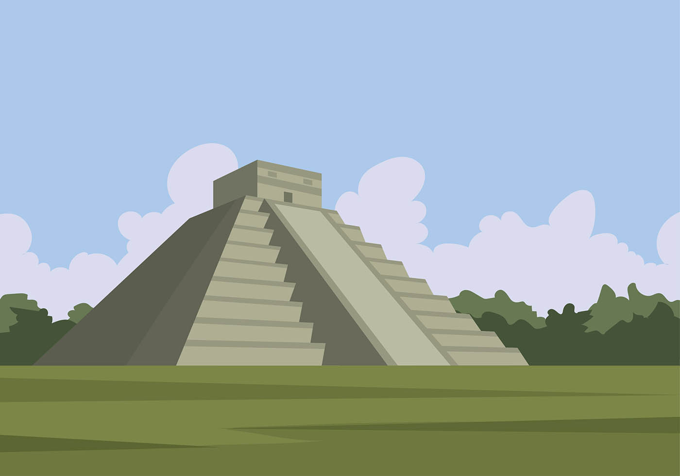 1400x980 Mayan Pyramid Free Vector Art