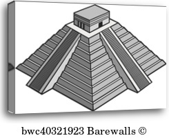 245x200 Antique Mayan Pyramid And Glyphs Canvas Print Barewalls