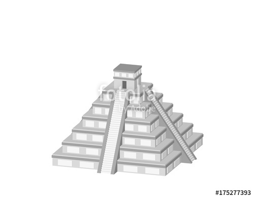 500x389 Mayan Pyramid Isolated On White Background Vector