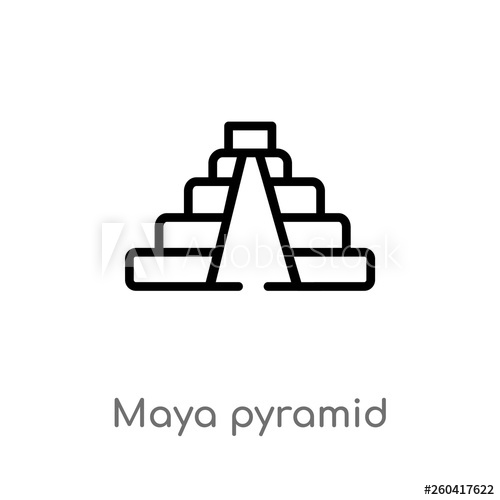 500x500 Outline Maya Pyramid Vector Icon Isolated Black Simple Line