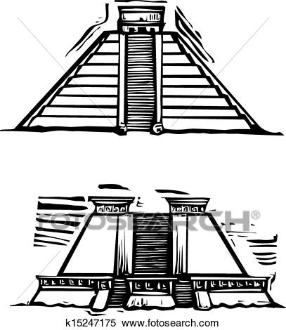 407x470 Collection Of 'mayan Pyramid Drawing' Download More Than