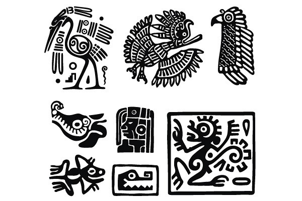600x400 Mayan Animal Symbols Vector