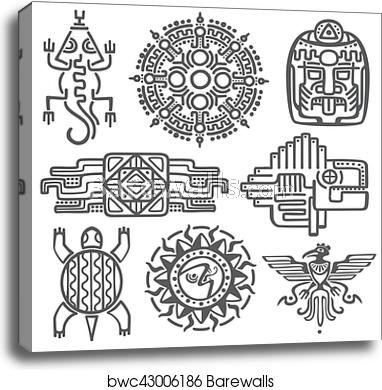 382x390 Ancient Mexican Vector Mythology Symbols American Aztec, Mayan