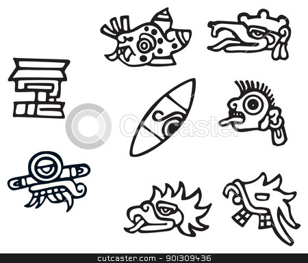 450x385 Mayan Symbols, Great Artwork For Tattoos Stock Vector