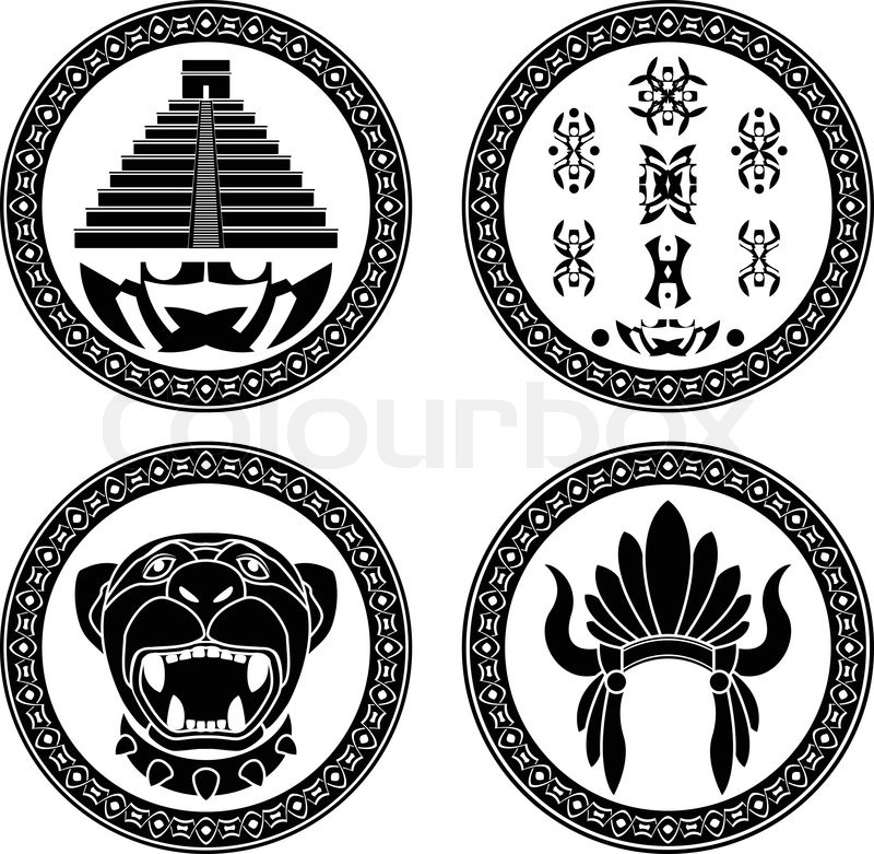 800x781 Set Of Mayan Signs Stencils Vector Stock Vector Colourbox