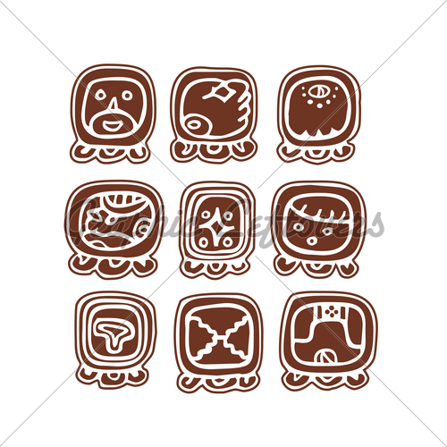 500x500 Vector Mayan Symbols Gl Stock Images
