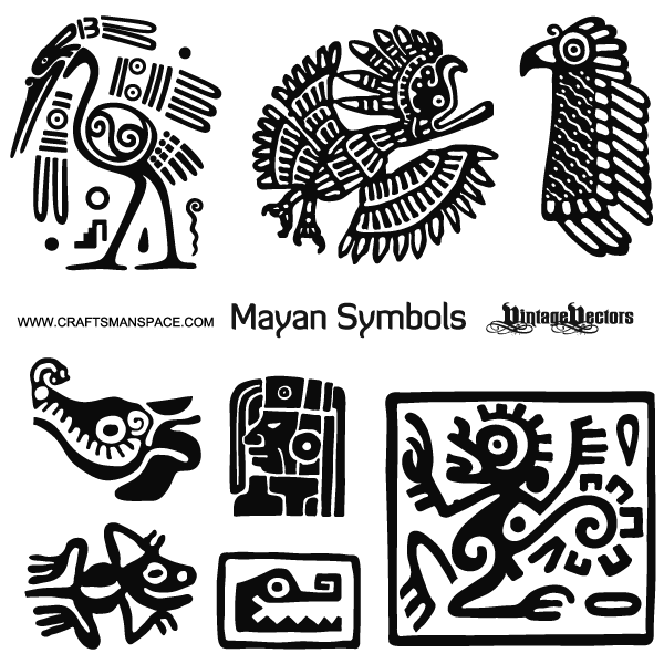 600x600 Ancient Birds Of Symbolism Vector Art Of Mayan Animal Symbols