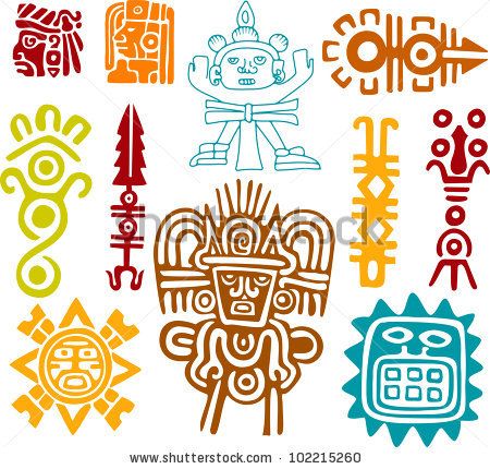 450x430 Stock Vector Maya Set Symbols Craft Ideas Aztec Art, Aztec