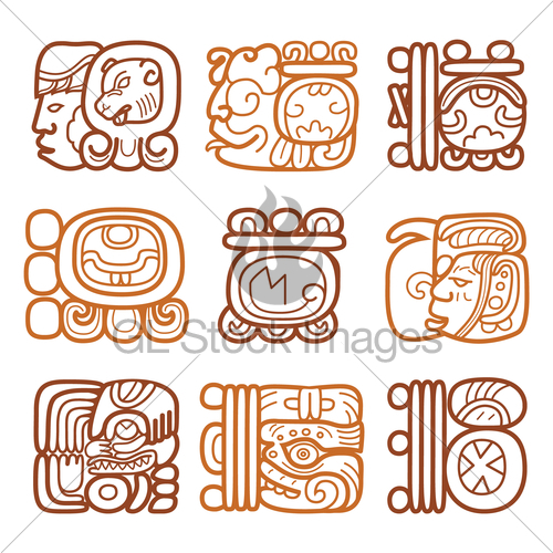 500x500 Maya Glyphs, Writing System And Languge Vector Design Gl Stock