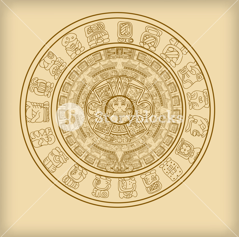 1000x991 Maya Calendar Of Mayan Or Aztec Vector Hieroglyph Signs