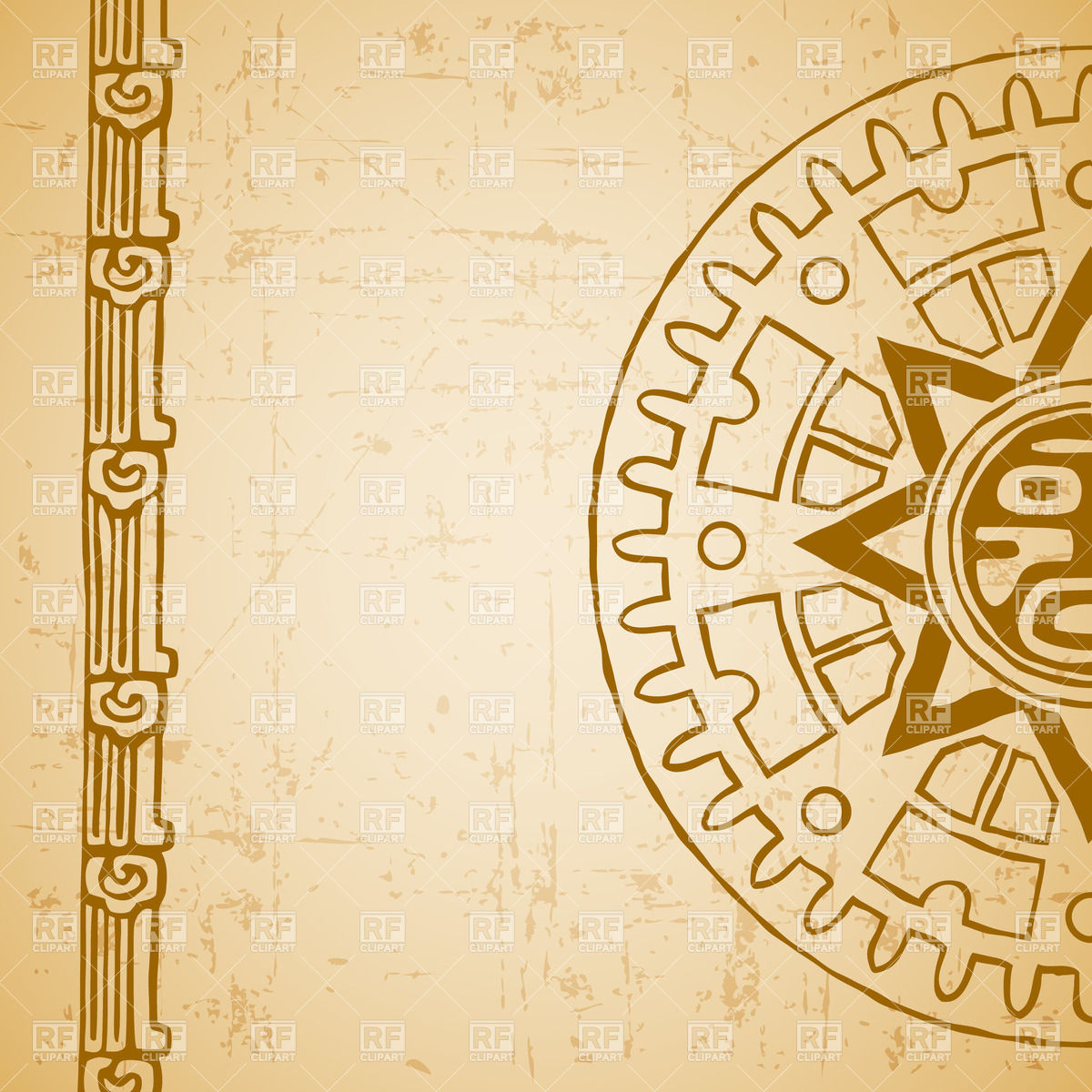 1200x1200 Stylized Mayan Sun Symbol With Ornament Beige Worn Background
