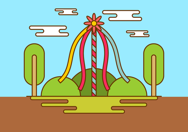 632x443 Maypole In Spring Time Vector Background Free Vector Download