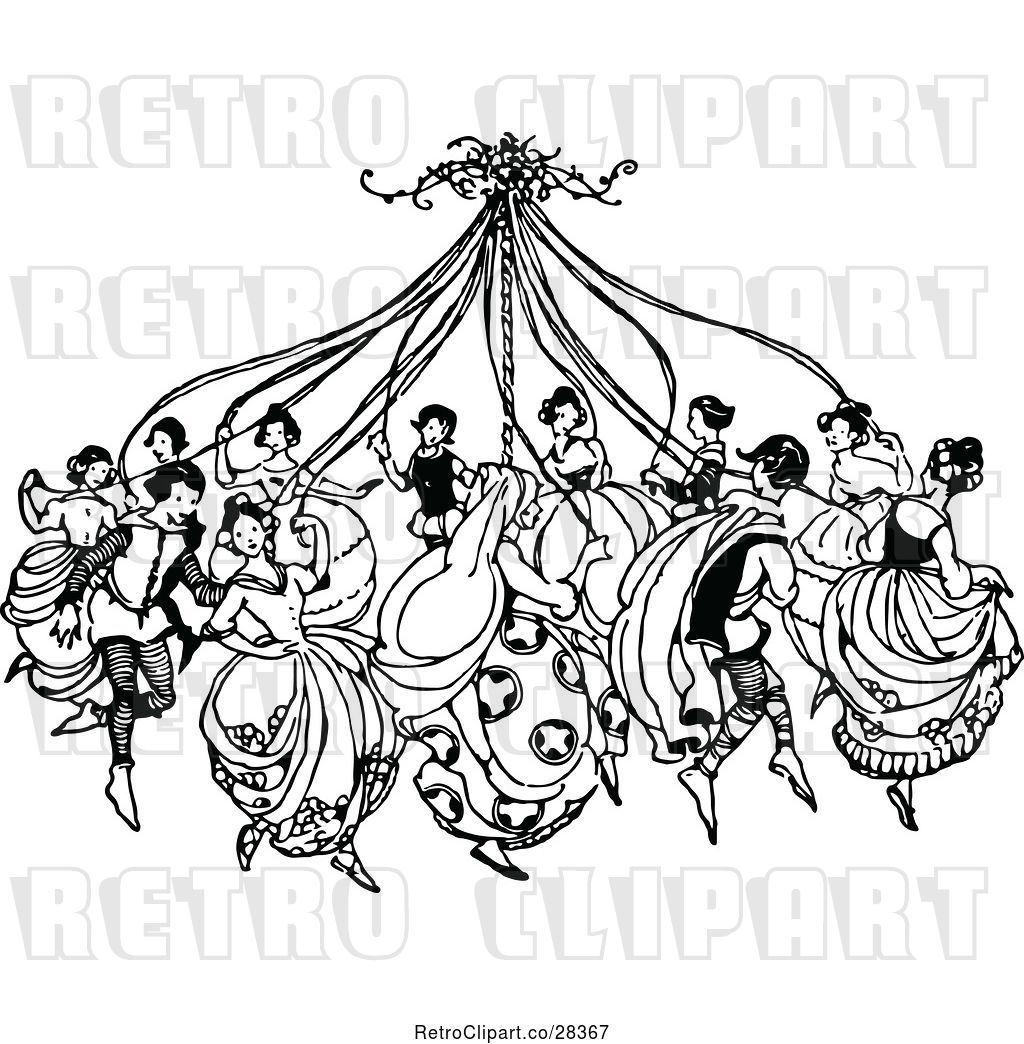 1024x1044 Vector Clip Art Of Retro People Dancing Around A Maypole
