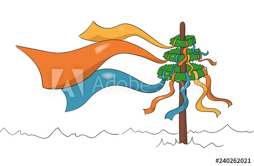 500x327 Maypole Illustration With Big Flags For Copy Space