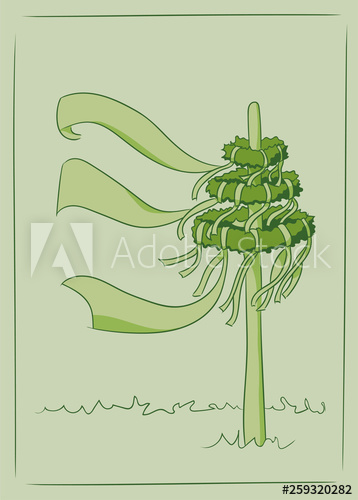 358x500 Maypole Vector Illustration Green With Framing