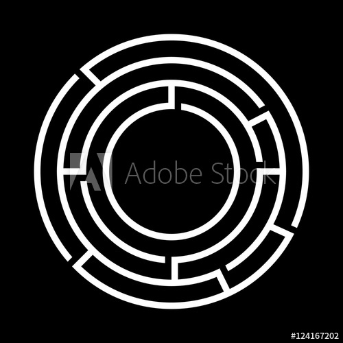 White Round Maze Vector Illustration 500x500 White Round Maze Vector Illustration