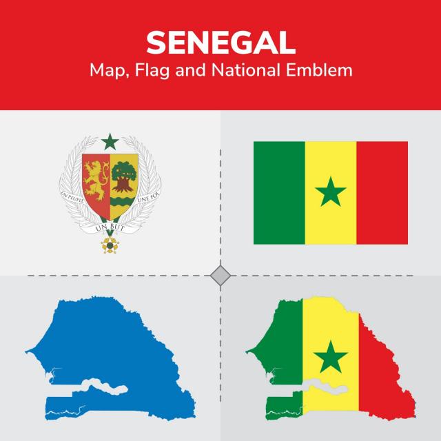 Senegal Map Flag And National Emblem, Continents, Countries, Map 640x640 Senegal Map Flag And National Emblem, Continents, Countries, Map