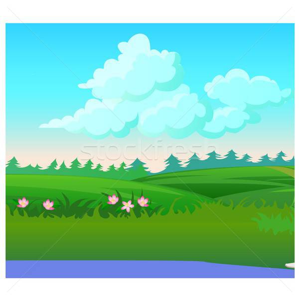 600x600 Landscape With Coniferous Forest On The Horizon And Flowering