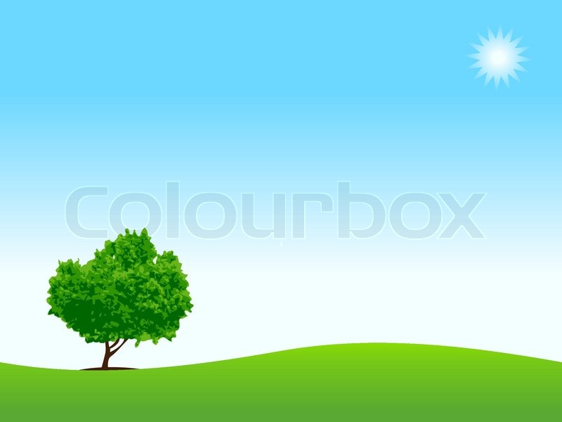 800x600 Loneliness, Tree On Meadow Stock Vector Colourbox