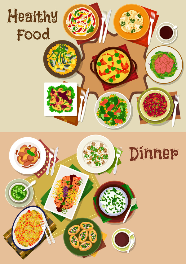 600x848 Healthy Dinner Food Vector Template Free Download