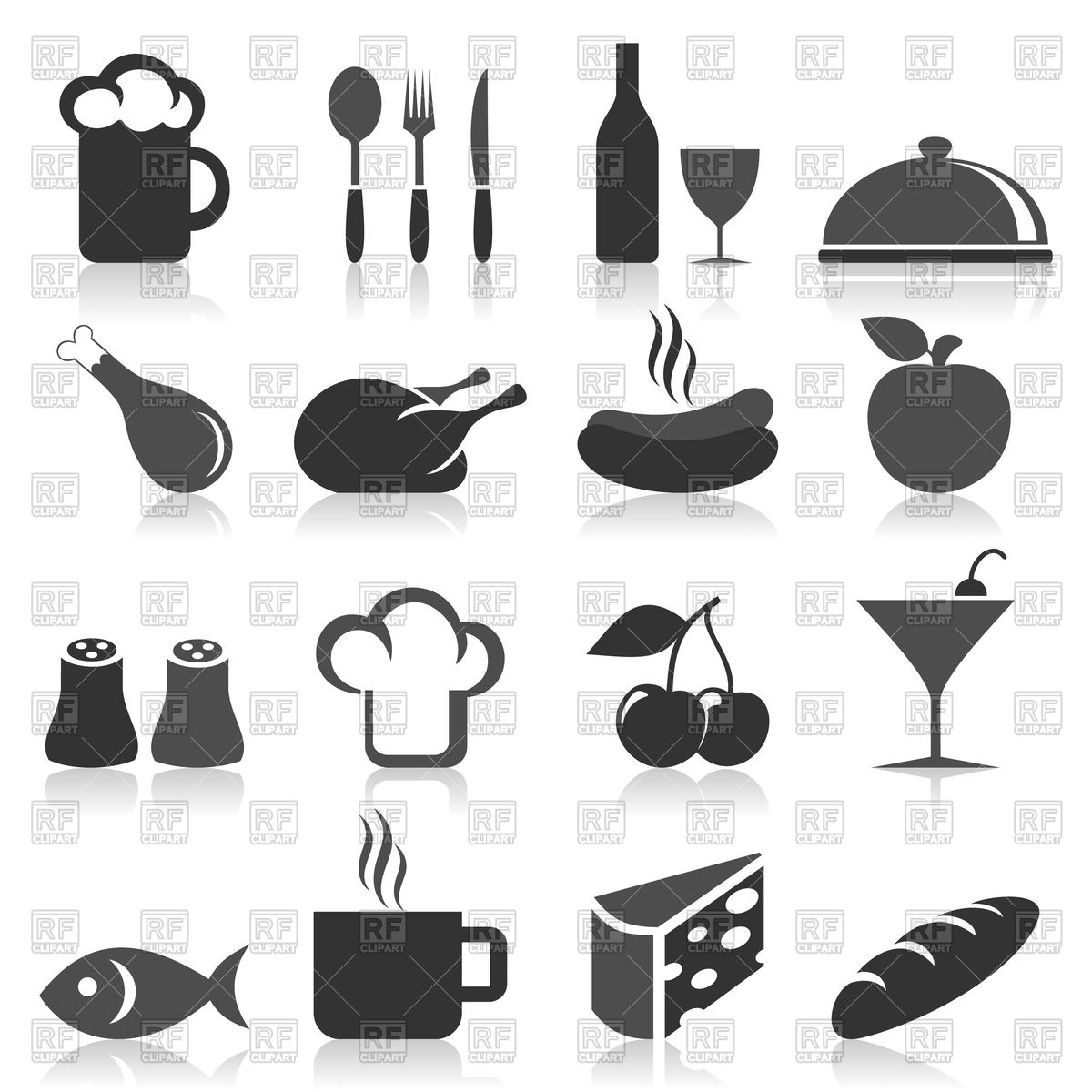 1200x1200 Set Of Theme Food Icons Vector Image Of Food And Beverages
