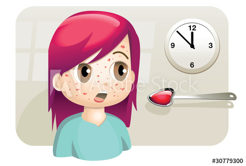 500x338 Toddler With Measles Or Pimples Getting A Spoonful Of Medicine