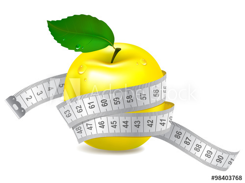 500x374 Yellow Apple With Measuring Tape Vector Illustration