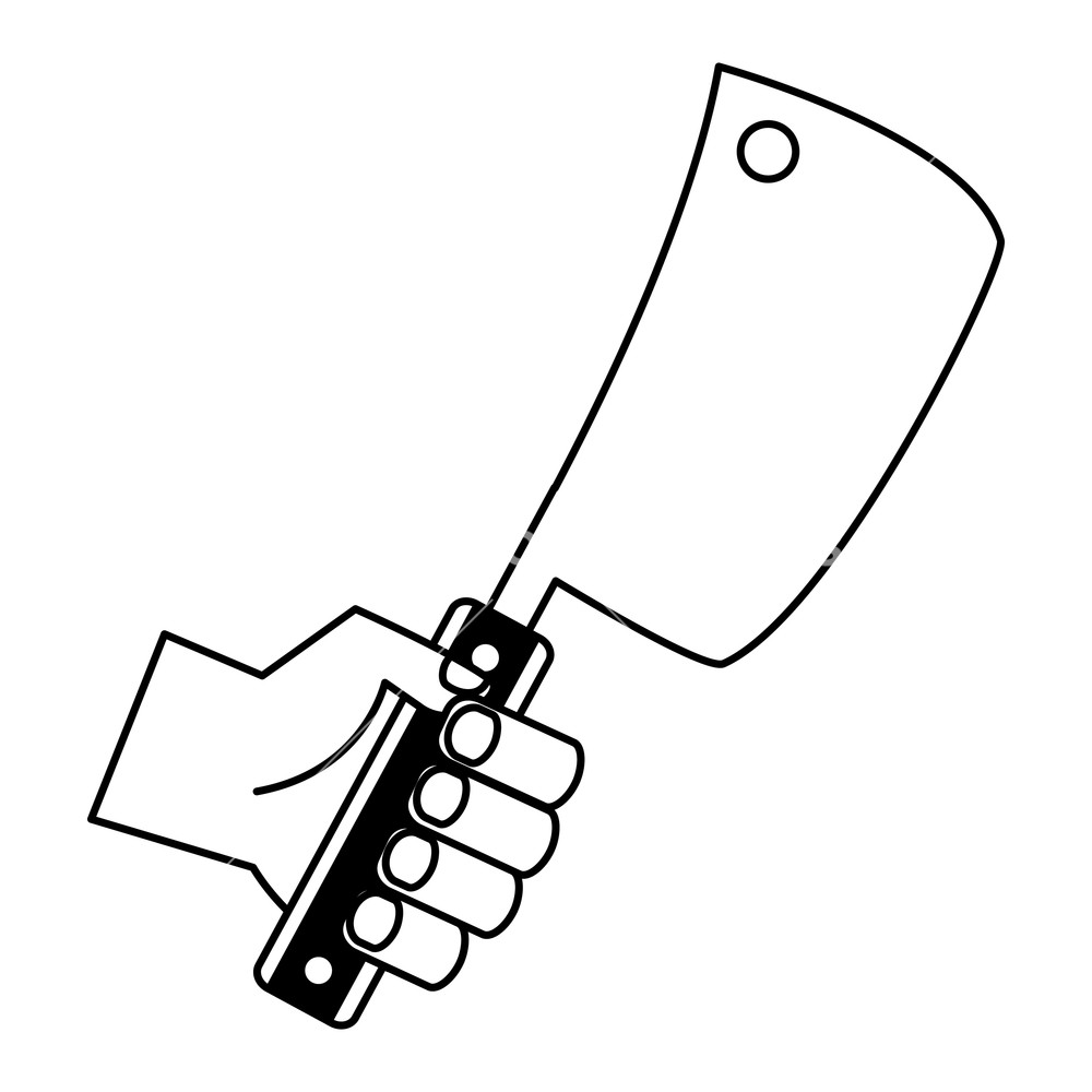 Hand Holding Meat Cleaver On White Background Vector Illustration 1000x1000 Hand Holding Meat Cleaver On White Background Vector Illustration